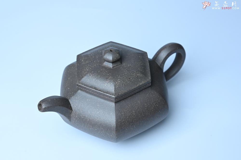 紫砂壶图片：实力派张海艳全手工油润青灰段泥藏六方壶 线面挺快 大气 - 美壶网