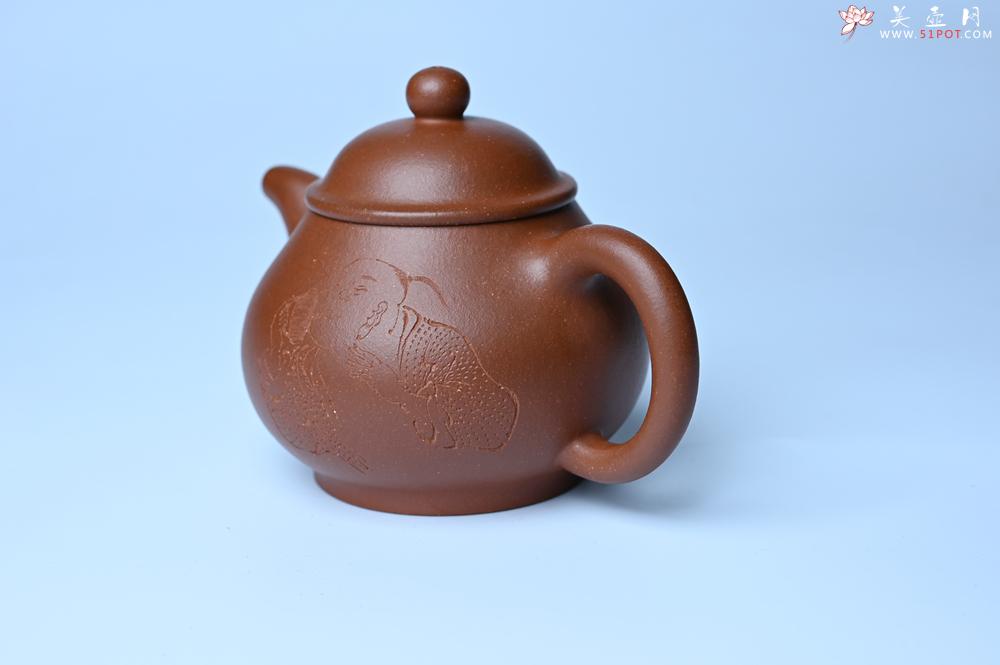 紫砂壶图片：美壶特惠 王老师 全手工红降坡泥潘壶 国助工 易轩 范小君徒杨志超老师刻绘 装饰小富贵特文气 - 美壶网