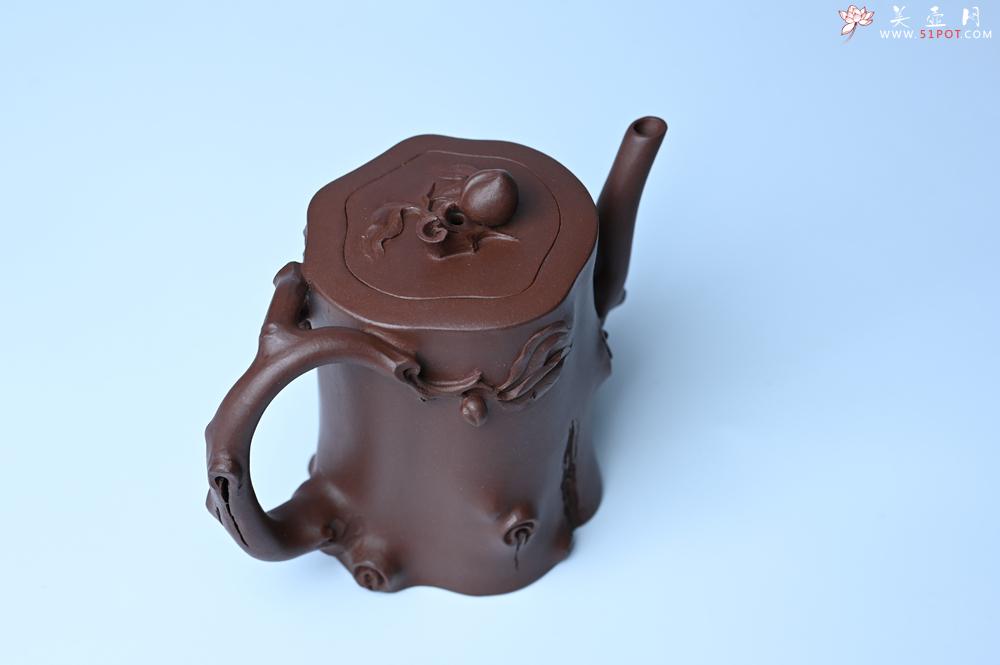 紫砂壶图片：潜力股赵老师 全手工秀雅桃桩 肌理自然生动 - 美壶网