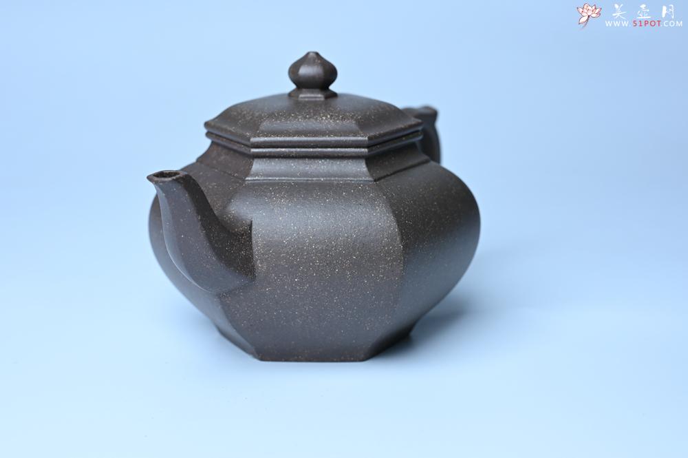 紫砂壶图片：实力派张海艳全手工特好老青灰段泥六方笑樱壶 做工灰常精致 气韵流畅 - 美壶网