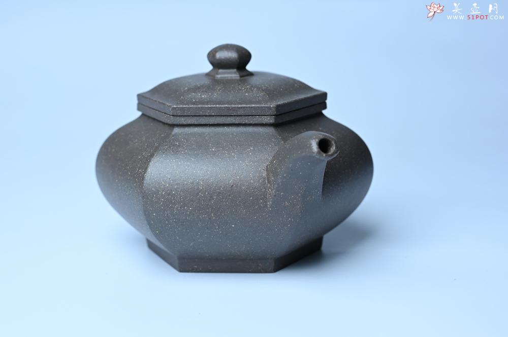 紫砂壶图片：实力派张海艳全手工油润青灰段泥藏六方壶 线面挺快 大气 - 美壶网