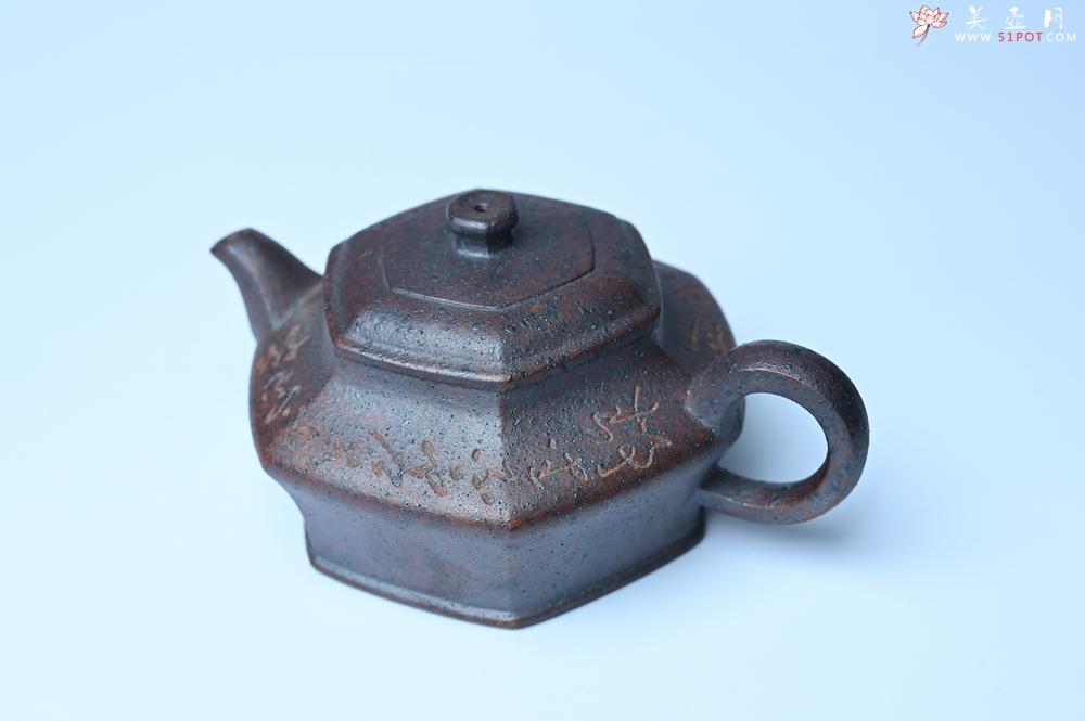 紫砂壶图片：美壶特惠 柴烧六方虚扁紫砂壶 茶人醉爱 - 美壶网