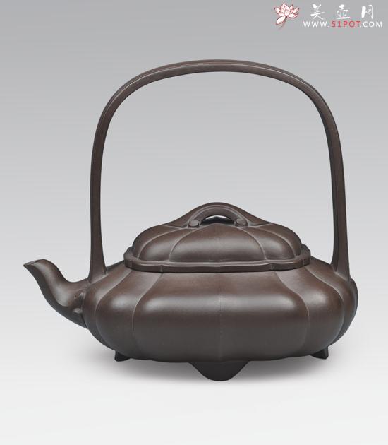 紫砂壶图片：菱花提梁 - 美壶网