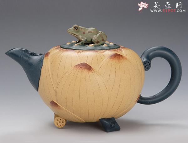 紫砂壶图片：青蛙荷花壶 - 美壶网