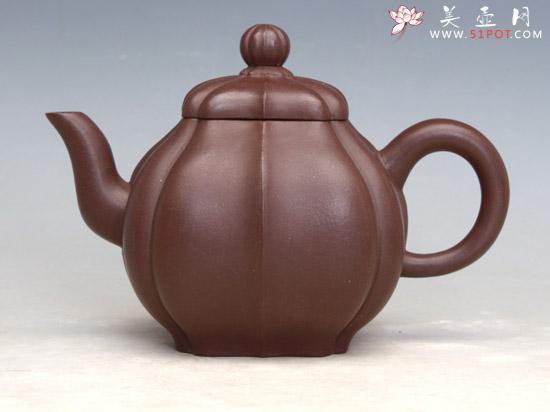 紫砂壶图片：四方菱花(紫泥) - 美壶网