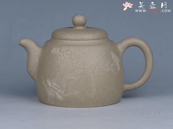 紫砂壶图片：笑樱  容量：200cc  泥料：本山绿泥 - 美壶网