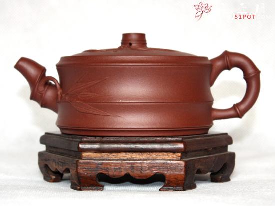 紫砂壶图片：底槽青 扁竹壶 - 美壶网