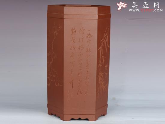 紫砂壶图片：六方笔筒 - 美壶网