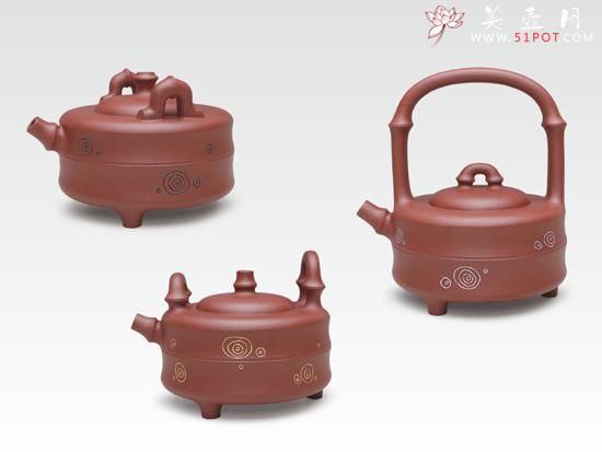 紫砂壶图片：竹系列组壶 - 美壶网