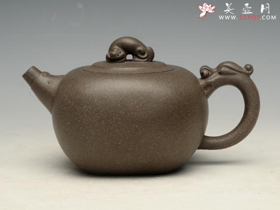 紫砂壶图片：神龙 泥料：青灰泥 250cc - 美壶网