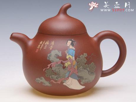 紫砂壶图片：彩绘高茄段 - 美壶网