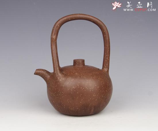 紫砂壶图片：玉麟铺砂提梁 - 美壶网