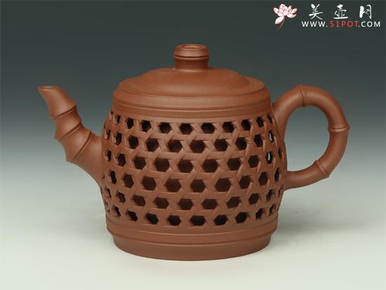 紫砂壶图片：双层镂空竹编 - 美壶网