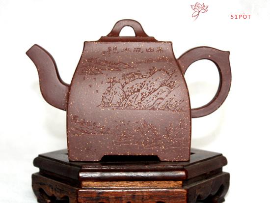 紫砂壶图片：紫泥调砂 四方壶 - 美壶网