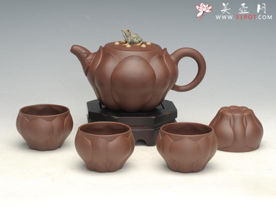 紫砂壶图片：青蛙莲子  原矿底... - 美壶网