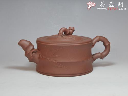 紫砂壶图片： 竹趣壶  400CC  清水泥 - 美壶网