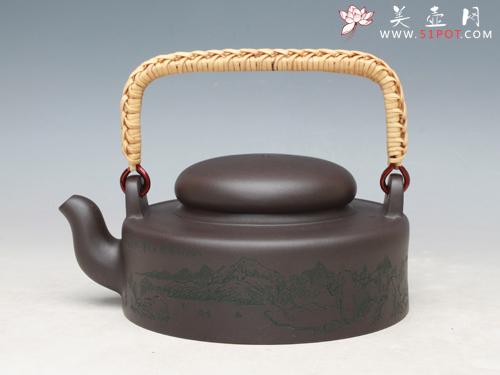 紫砂壶图片：明珠壶 泥料：紫黑 - 美壶网