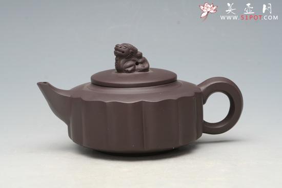 紫砂壶图片：井瓤狮顶壶 - 美壶网