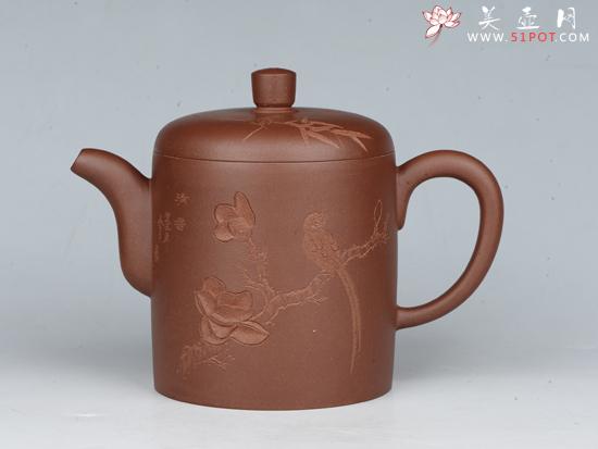 紫砂壶图片:锦杯 容量:400cc 泥料:紫泥 - 美壶网