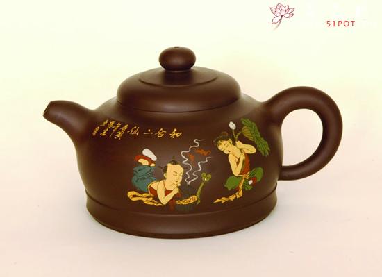 紫砂壶图片:大富贵(彩绘)420cc - 美壶网