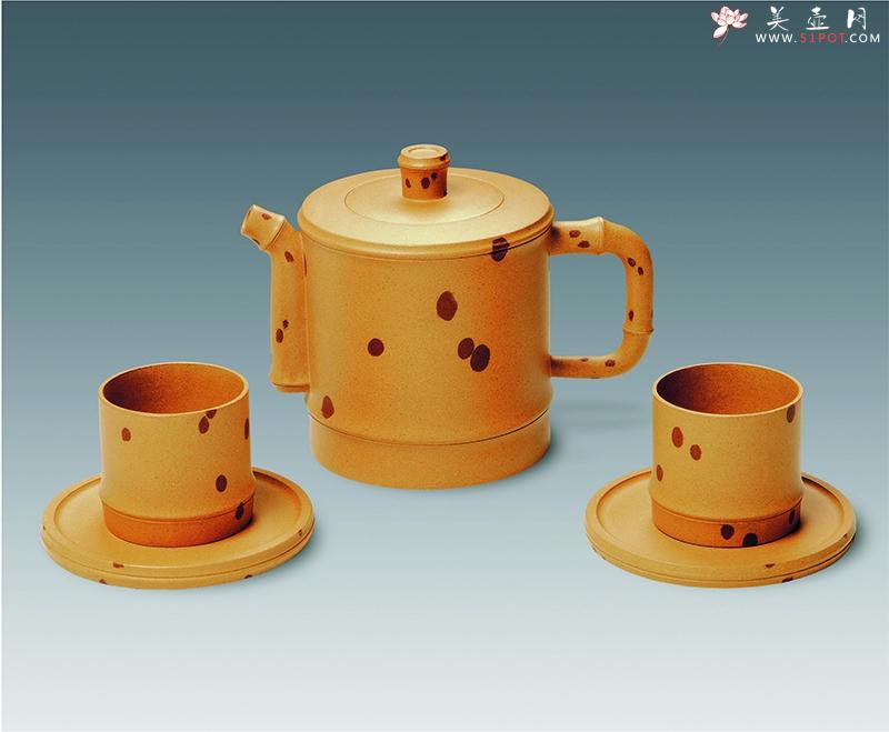 紫砂壶图片：竹·斑竹（五件茶具） - 美壶网