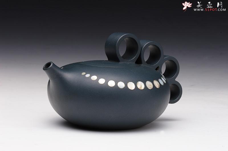 紫砂壶图片:绿泥嵌贝壶 - 美壶网