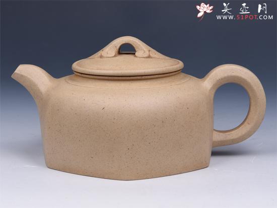 紫砂壶图片：六方如意（松绿泥） - 美壶网