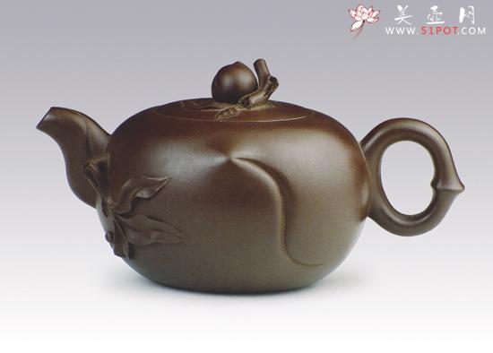 紫砂壶图片：福寿双至紫泥 - 美壶网