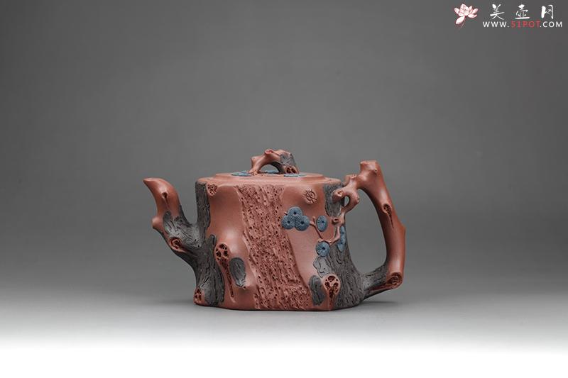紫砂壶图片：双色劲松壶（黄龙山原矿红皮龙） - 美壶网
