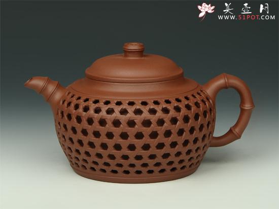 紫砂壶图片：双层镂空竹编 - 美壶网