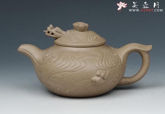 紫砂壶图片：鱼化龙仿古壶 - 美壶网