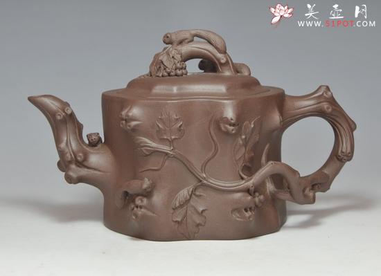 紫砂壶图片:松鼠葡萄桩 - 美壶网