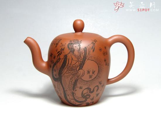 紫砂壶图片：美人肩（刻飞天） - 美壶网