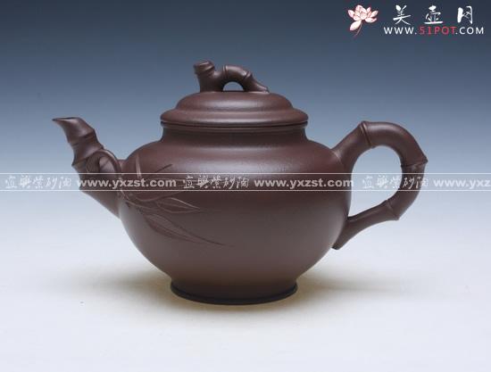 紫砂壶图片：笑樱竹节拼紫 - 美壶网
