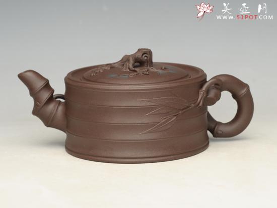 紫砂壶图片：松竹梅 泥料：紫泥 容量：450cc - 美壶网