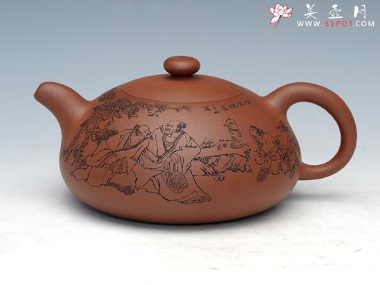 紫砂壶图片：半月  泥料：原矿清水泥  容量：400cc - 美壶网