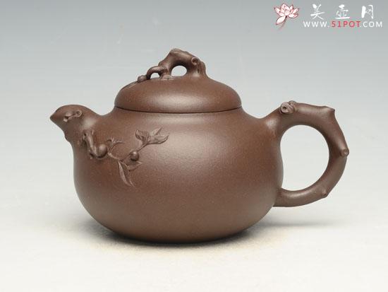 紫砂壶图片:福寿壶、紫泥、全手工 、薄胎 - 美壶网