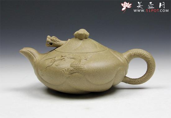 紫砂壶图片：【鱼化龙壶】220cc 本山原矿老段泥 - 美壶网