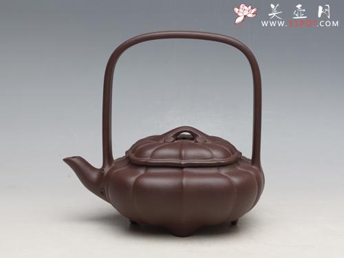 紫砂壶图片：筋囊如意提梁 - 美壶网