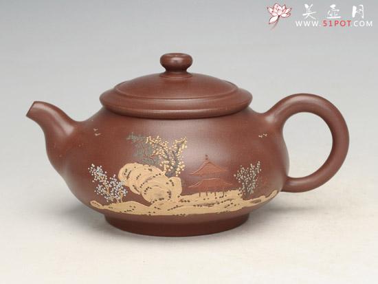 紫砂壶图片：圆润（泥绘） - 美壶网