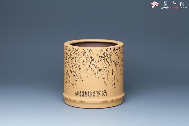 紫砂壶图片：笔筒 春色满园 - 美壶网