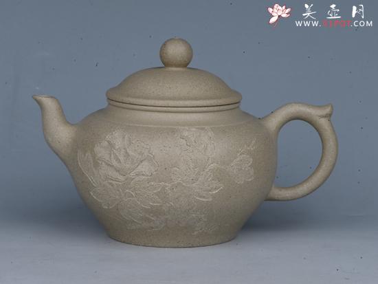 紫砂壶图片：笑樱  容量：200cc  泥料：本山绿泥 - 美壶网