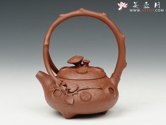 紫砂壶图片:灵芝提梁 - 美壶网