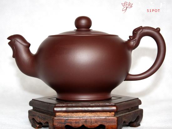 紫砂壶图片：紫茄泥  龙凤呈祥 - 美壶网