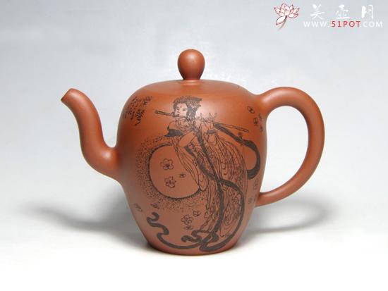 紫砂壶图片：美人肩（刻飞天） - 美壶网