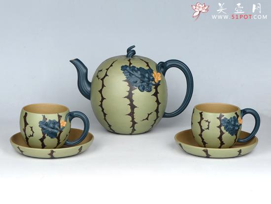 紫砂壶图片：西瓜套壶 - 美壶网