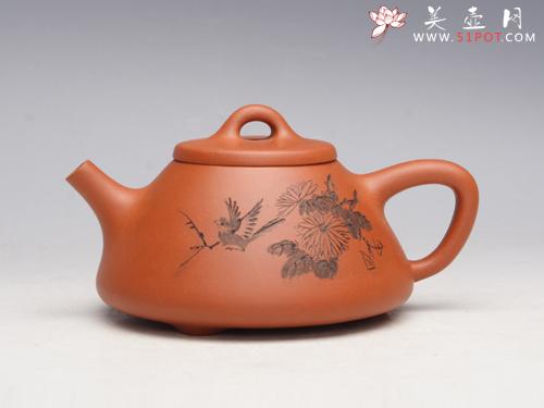 紫砂壶图片： 子冶石瓢壶（菊）... - 美壶网