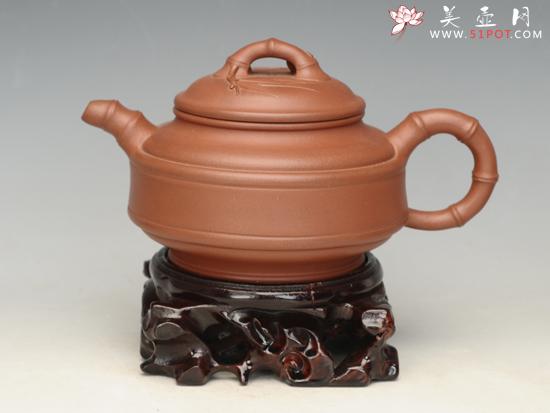 紫砂壶图片：双线竹鼓   容量：300cc - 美壶网