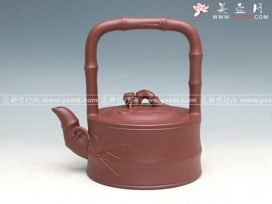 紫砂壶图片：竹提壶  洪美华全手工制作 - 美壶网