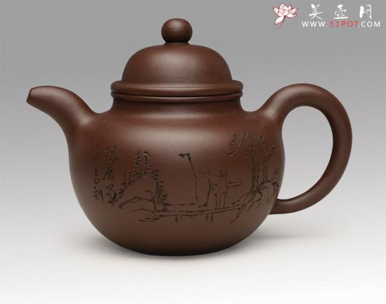 紫砂壶图片：陈传席 掇球 老紫泥 - 美壶网